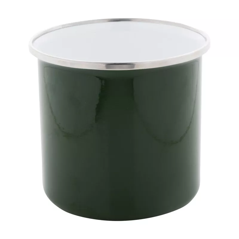 Kubek metalowy emaliowany w stylu vintage z obręczą ze stali nierdzewnej Enavint 300 ml - ciemno zielony (AP808123-07A)