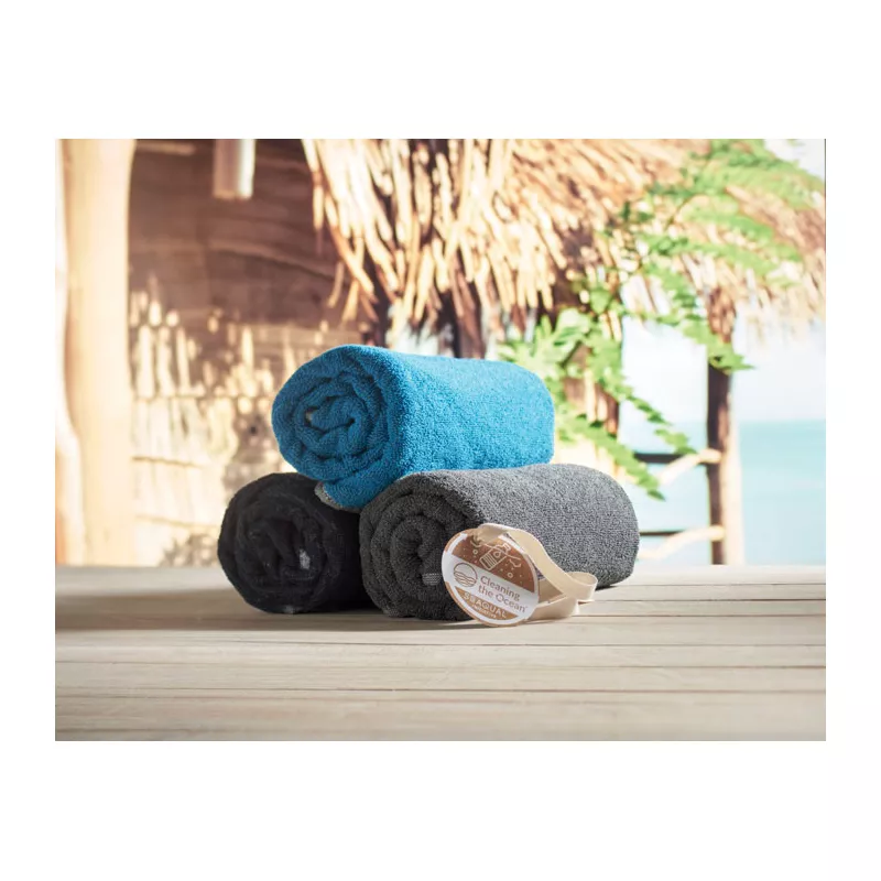 Ręcznik żakardowy SEAQUAL® 70x140 cm 500 g/m² SAND - Turkusowy (MO2059-12)