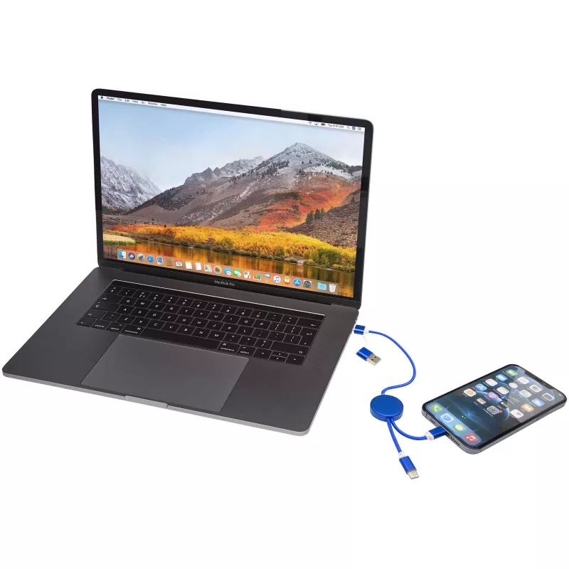 Alasia kabel do synchronizacji danych i szybkiego ładowania 5 w 1 27 W o długości 30 cm z tworzyw sztucznych i aluminium pochodzących z recyklingu - Błękit królewski (12442453)