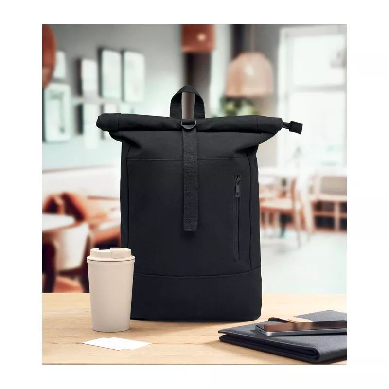 Plecak rolltop na laptop 15" 340 g/m² KOPER ROLL - Czarny (MO2400-03)