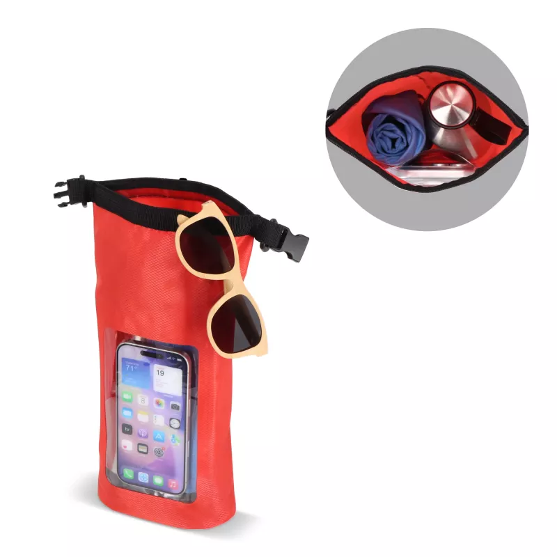 Wodoszczelna torba Ripstop 2L na telefon komórkowy – IPX6 - czerwony (LT95359-N0021)