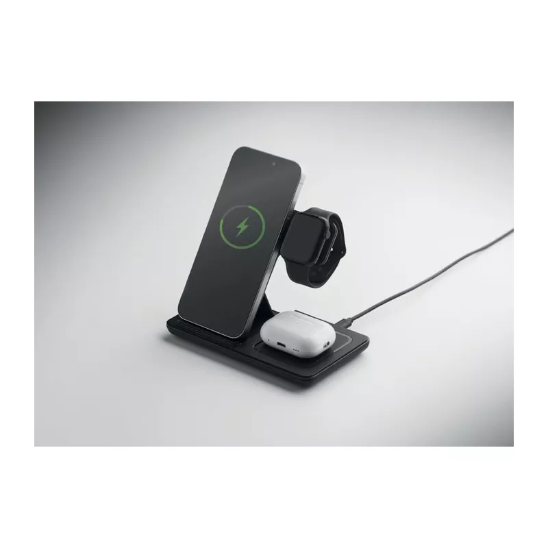 Ładowarka bezprzewodowa 3 w 1 składana 15W DOCK3 - Czarny (MO3172-03)