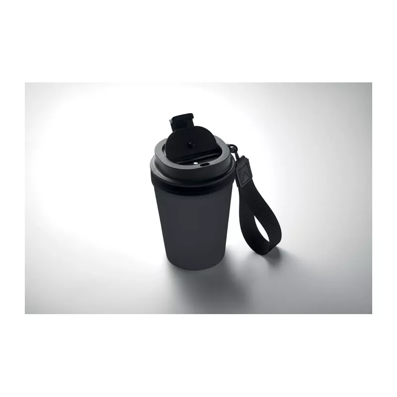 Kubek z PP z paskiem 300 ml ISFORDEN TUMBLER - Czarny (MO2670-03)