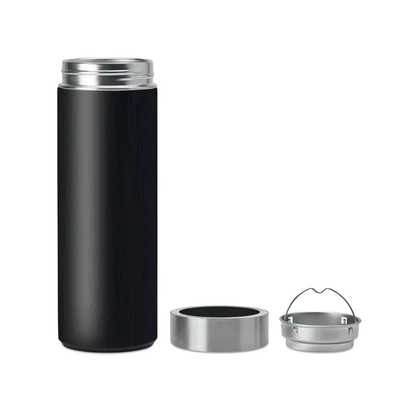 Termos w bambusowej obudowie 400 ml BATUMI - Czarny (MO9421-03)