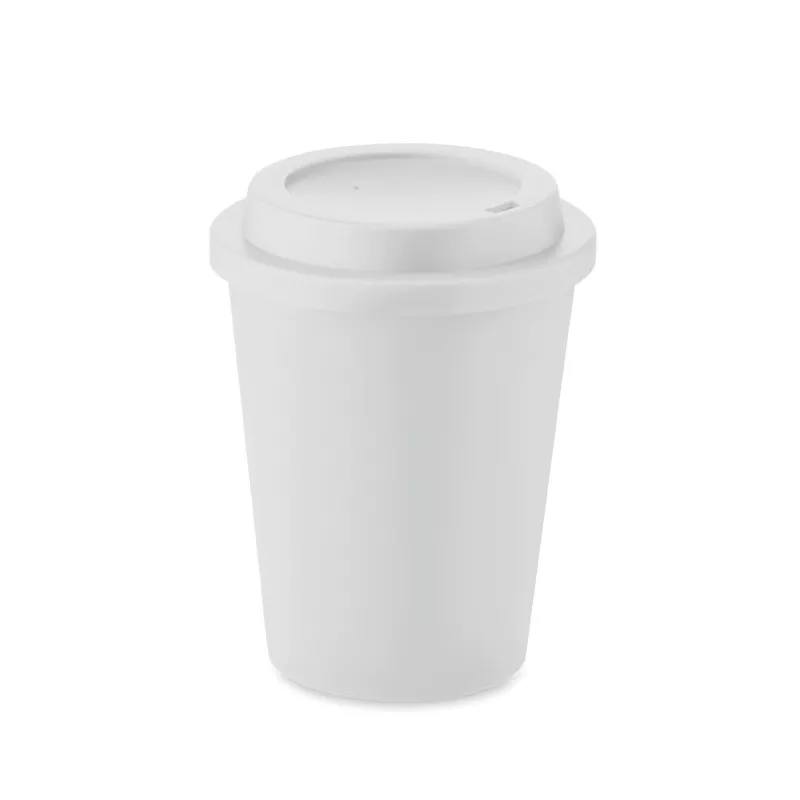 Kubek dwuścienny z PP z ustnikiem 300 ml NOLA - Bialy (MO6582-06)