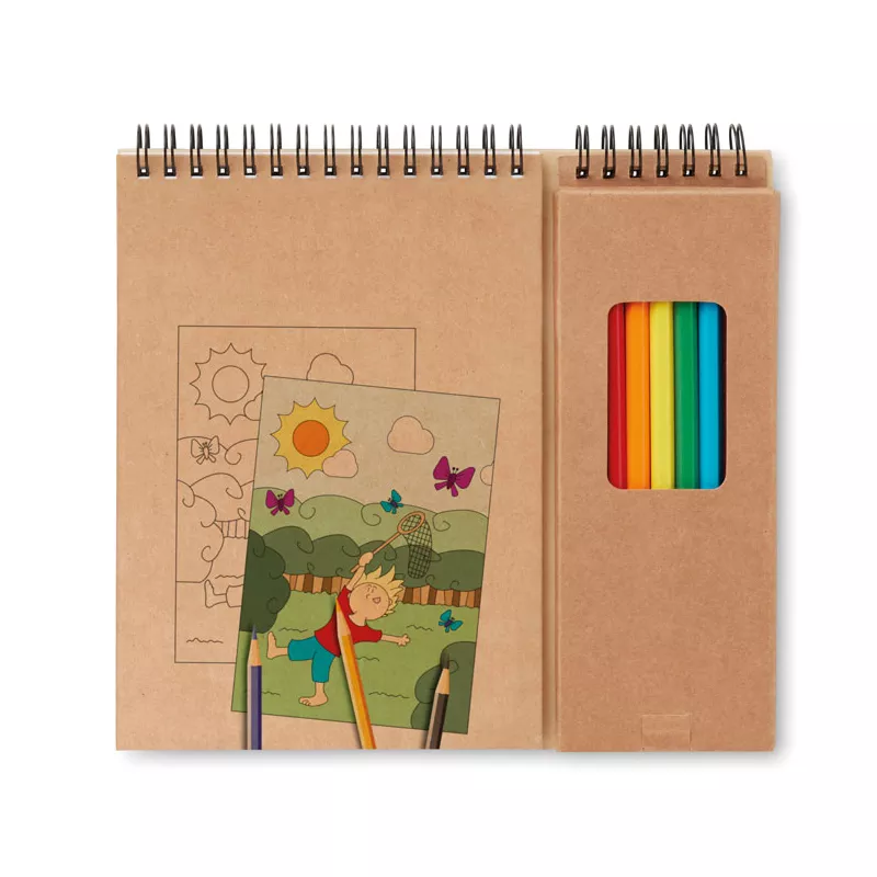 Blok do kolorowania z 8 kredkami COLOPAD - Bezowy (MO8769-13)