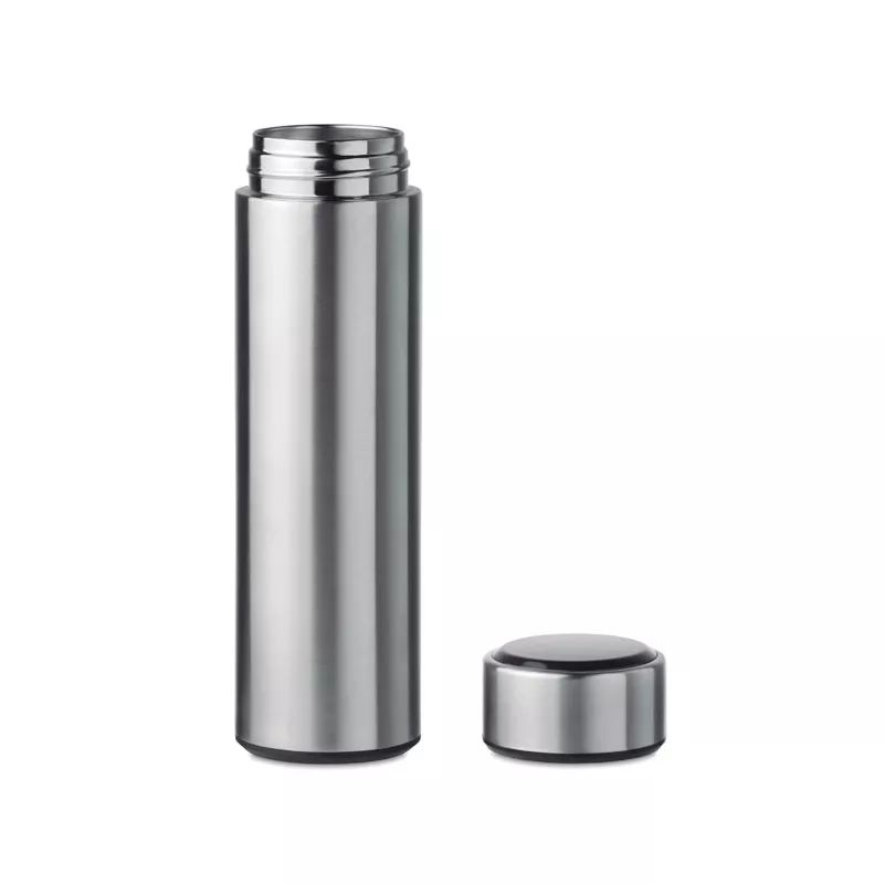 Butelka termiczna z termometrem LED 450 ml POLE - Srebrny Mat (MO9796-16)