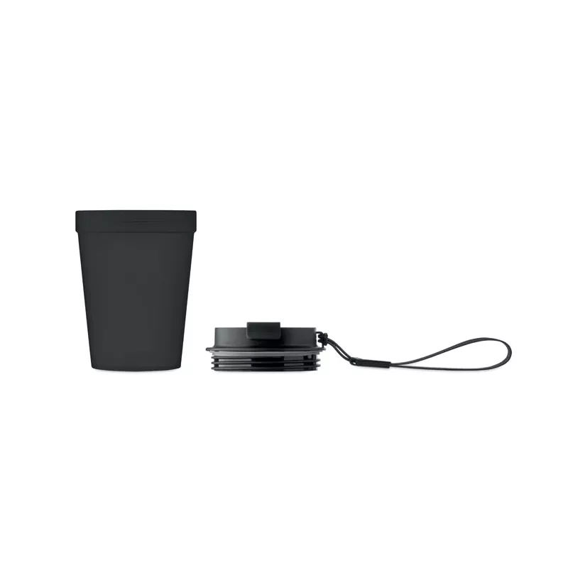 Kubek z PP z paskiem 300 ml ISFORDEN TUMBLER - Czarny (MO2670-03)