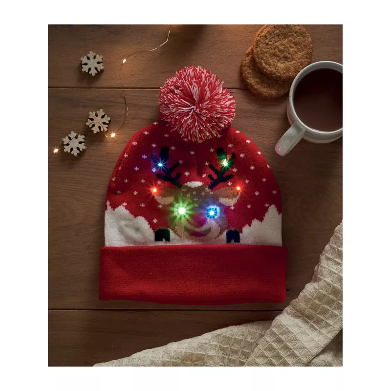 Czapka świąteczna z 6 diodami LED SHIMAS LIGHT - Czerwony (CX1539-05)