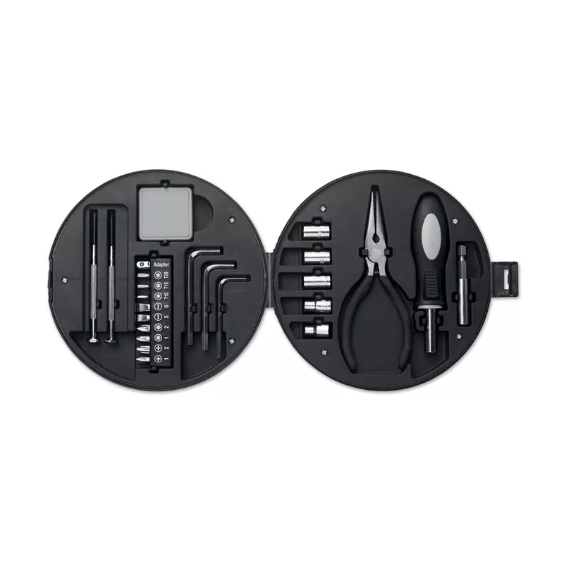 Zestaw narzędzi 25 elementów w etui-oponie RUEDA TOOL - Czarny (MO8471-03)