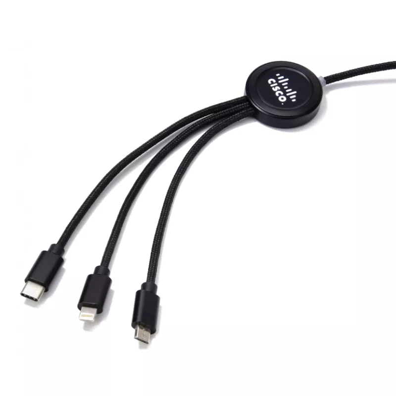 Kabel 3w1 z podświetlanym logo długi 120 cm, W201TG - czarny (EG053403)