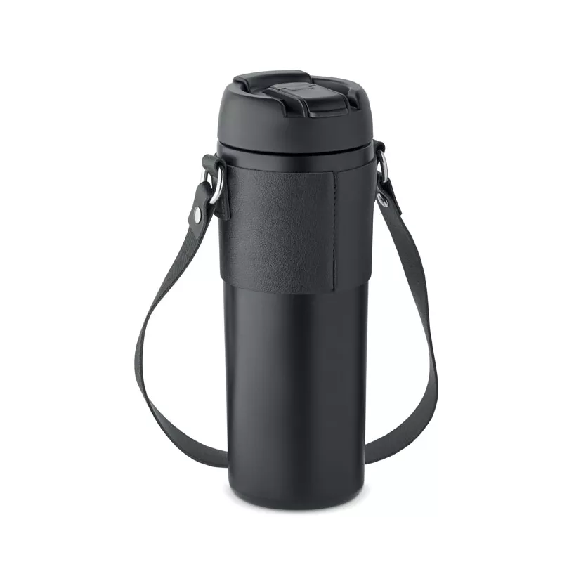 Kubek termiczny stalowy z paskiem 700 ml AIRA - Czarny (MO6971-03)