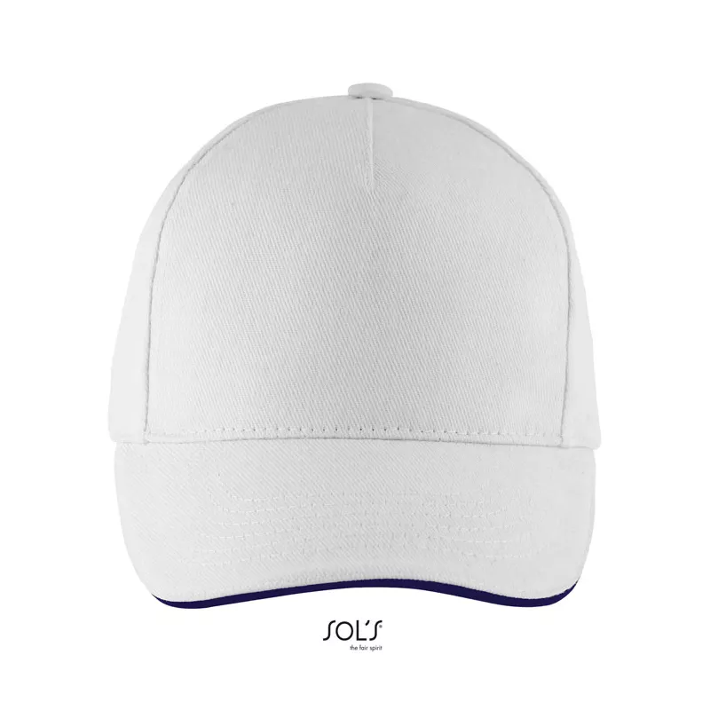Czapka z daszkiem 5-panelowa 260 g/m² Sol's LONG BEACH - White/French Navy (S00594-FV)