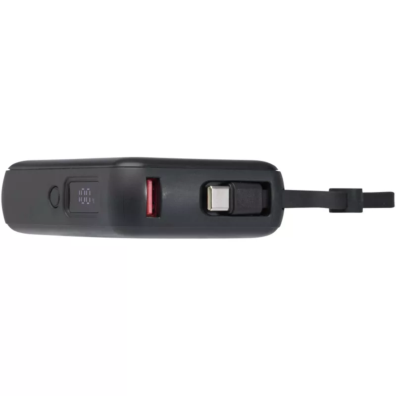 Acrux powerbank do tabletu o pojemności 10 000 mAh i mocy 35 W z wbudowanym kablem typu C - wykonany z tworzyw sztucznych pochodzących z recyklingu. - Czarny (12445090)