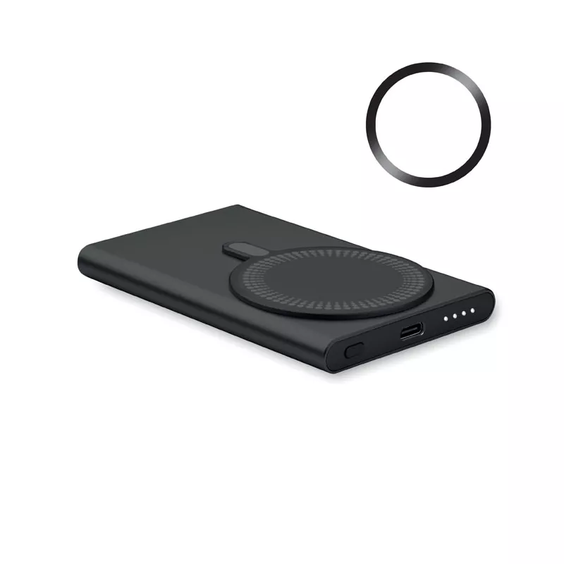 Powerbank magnetyczny 5000 mAh 15W z aluminium PAWTT - Czarny (MO2442-03)