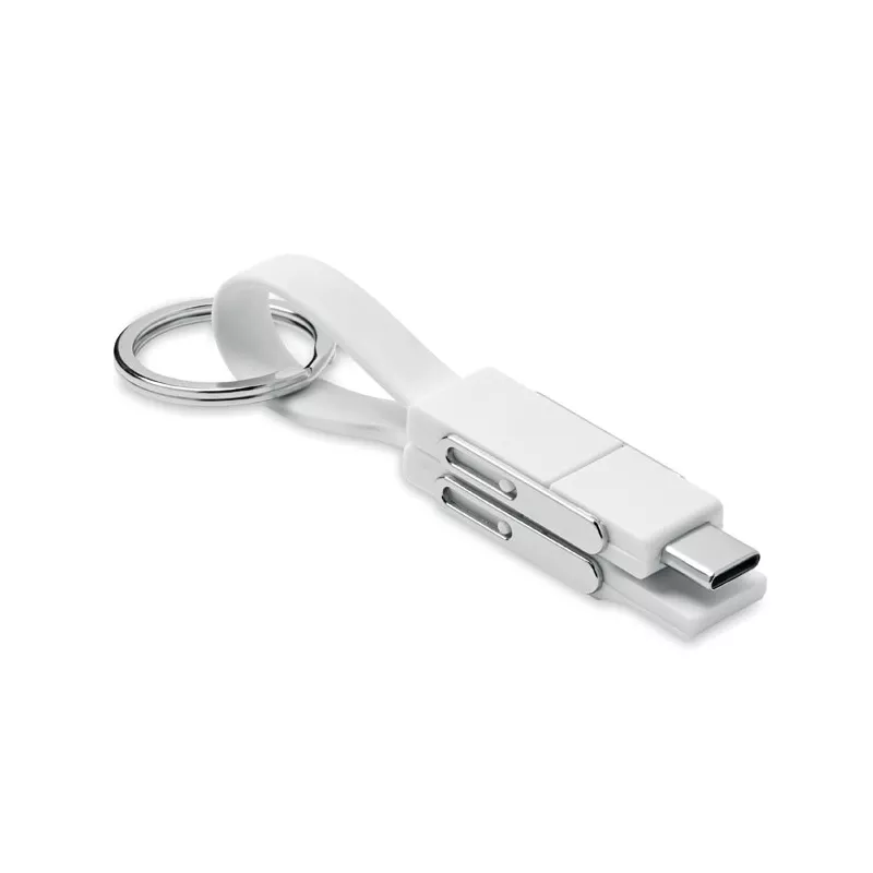 Brelok z kablem do ładowania 4 w 1 KEY C - Bialy (MO6820-06)