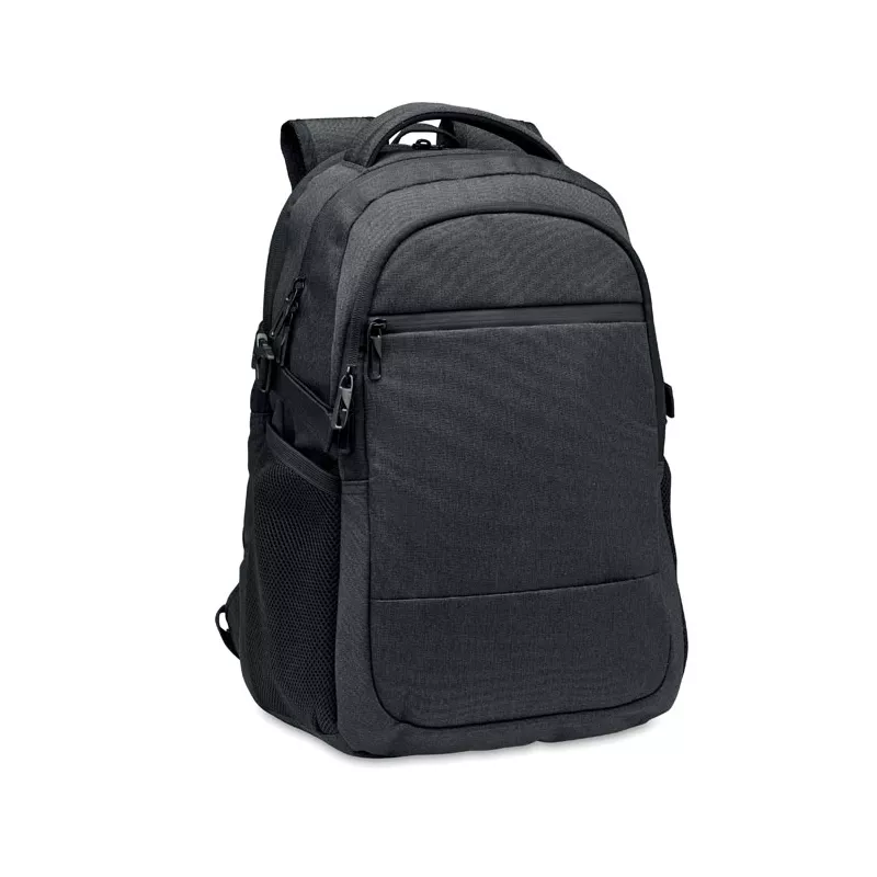 Plecak na laptop 15" z RPET 600D z 3 komorami HANA - Czarny (MO2047-03)