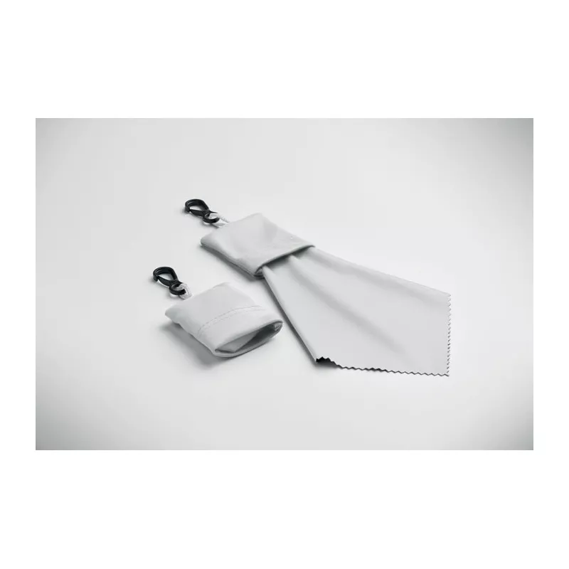 Ściereczka czyszcząca z RPET w woreczku CLEAR - Bialy (MO2813-06)