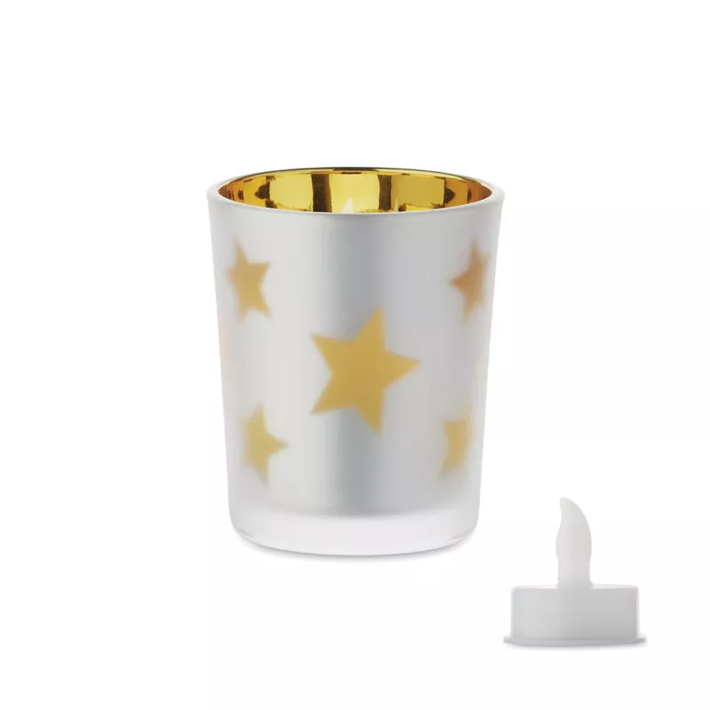 Świeczka LED tealight w szklanym słoiku LANDLE - Matowy Zloty (CX1572-98)