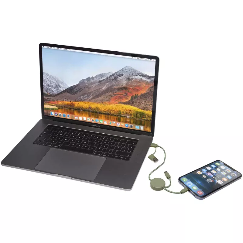 Citala kabel do synchronizacji danych i szybkiego ładowania 5 w 1 27 W o długości 30 cm z tworzyw sztucznych pochodzących z recyklingu - Zielony melanż (12442762)