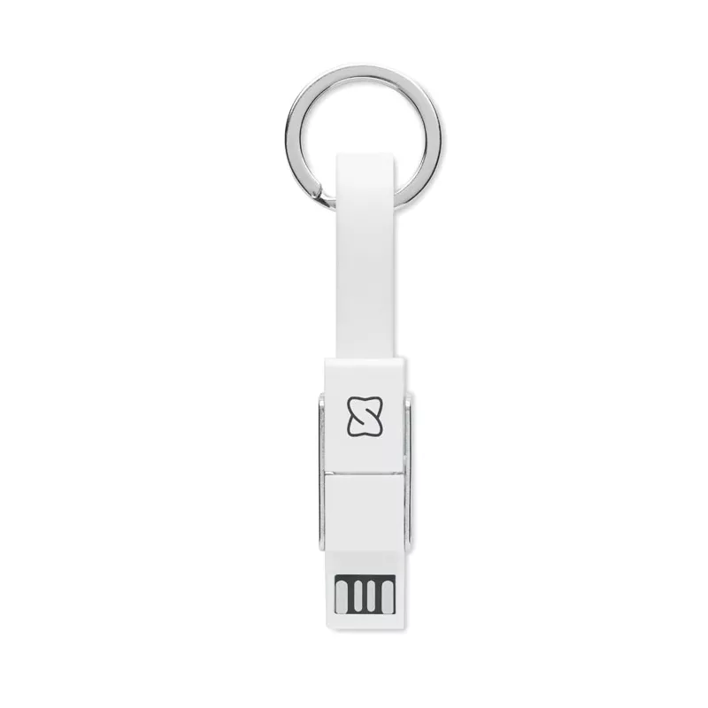 Brelok z kablem do ładowania 4 w 1 KEY C - Bialy (MO6820-06)