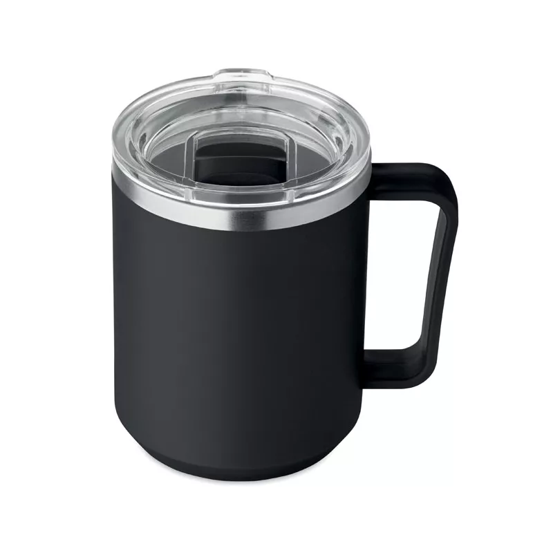 Kubek dwuścienny z przesuwaną pokrywką 400 ml COCOA - Czarny (MO2900-03)