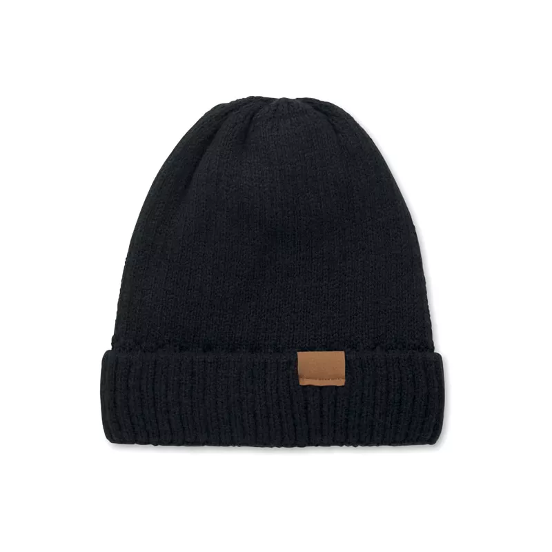 Czapka dzianinowa unisex z podszewką polarową PUNTOS - Czarny (MO3221-03)