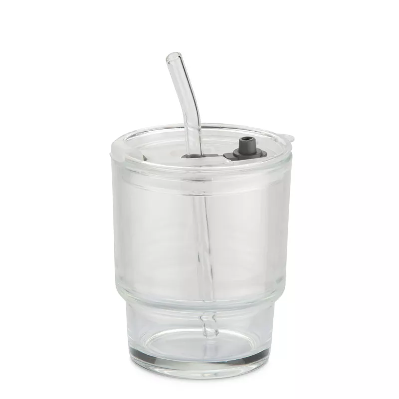 Kubek szklany z rurką NOA 350 ml - przezroczysty (16059-00)