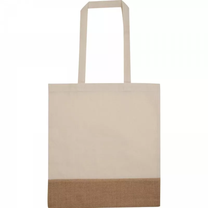 Torba bawełniana z jutowym dnem 140 g/m2 DOREEN - biały (6139906)