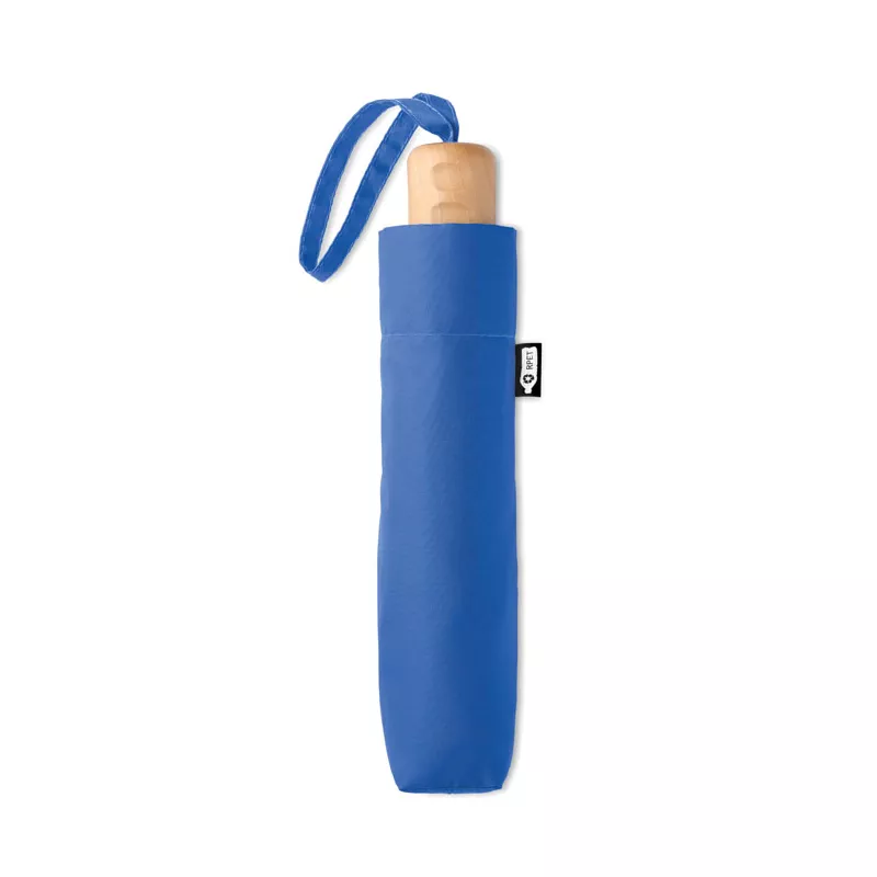 Parasol składany 21" z RPET z drewnianą rączką TRALEE - Niebieski (MO9604-37)