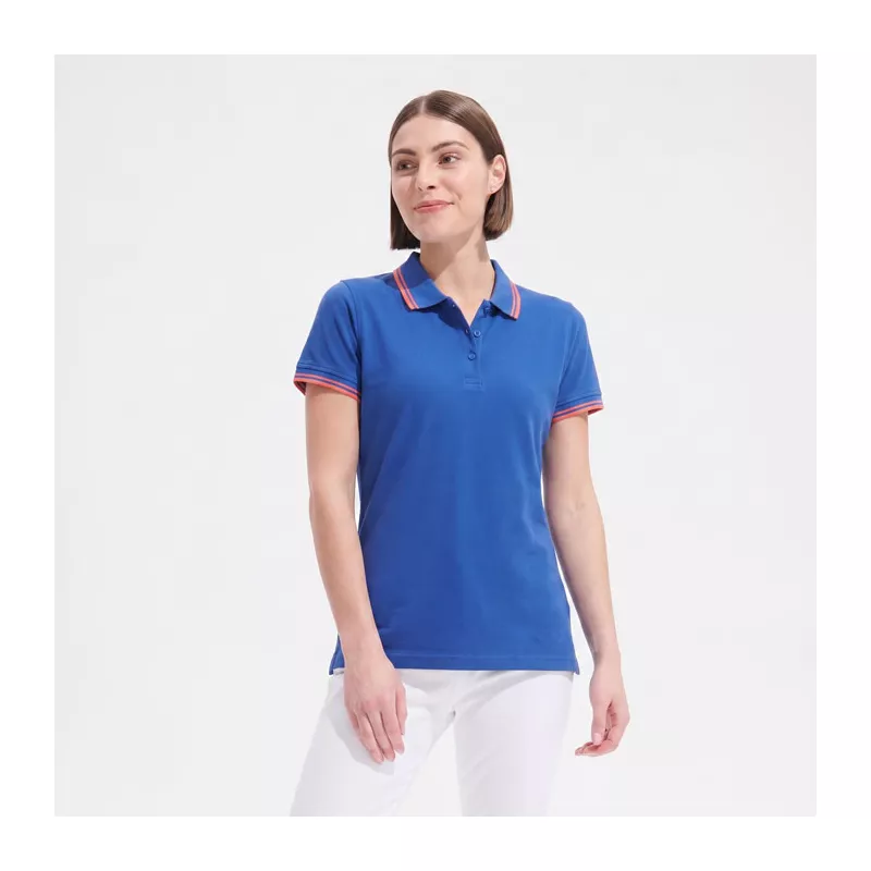 Polo damskie z piki 200 g/m² Sol's PASADENA WOMEN - Królewski Niebieski/biały (S00578-RW)