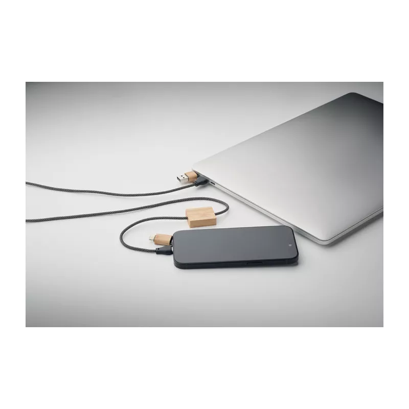 Kabel do ładowania 60W z bambusowymi detalami CABOO - Drewna (MO2520-40)