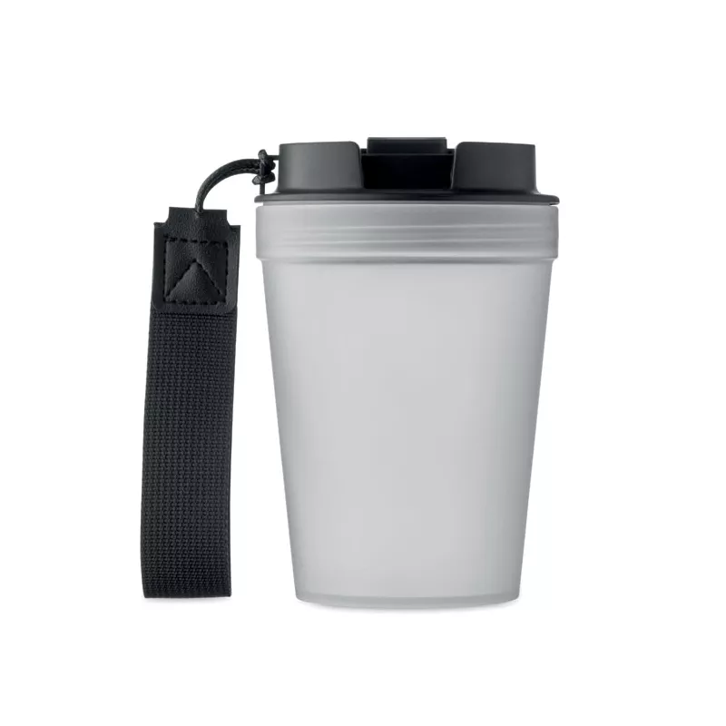 Kubek z PP z paskiem 300 ml ISFORDEN TUMBLER - Przezroczysty Bialy (MO2670-26)