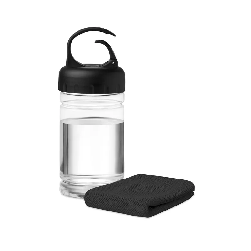 Ręcznik sportowy w butelce PET 30x80 cm FRIS - Czarny (MO9203-03)