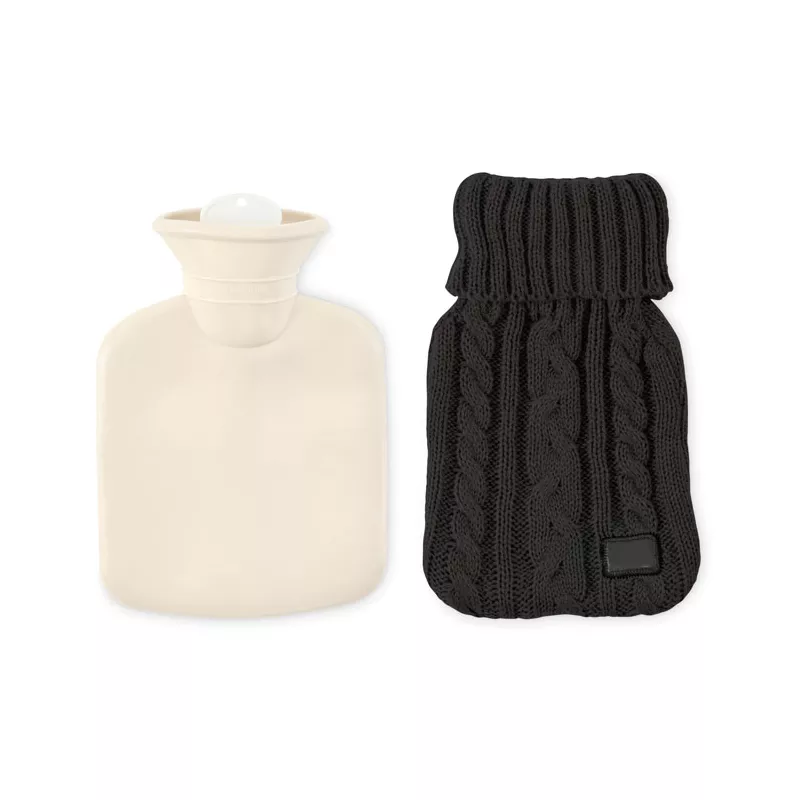 Termofor 400 ml w dzianinowym pokrowcu TOASTY - Czarny (MO2720-03)