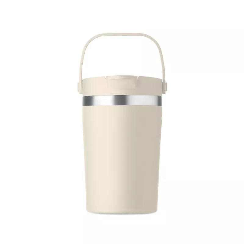 Kubek termiczny ze słomką i paskiem 350 ml COZYCUP - Bezowy (MO2922-13)