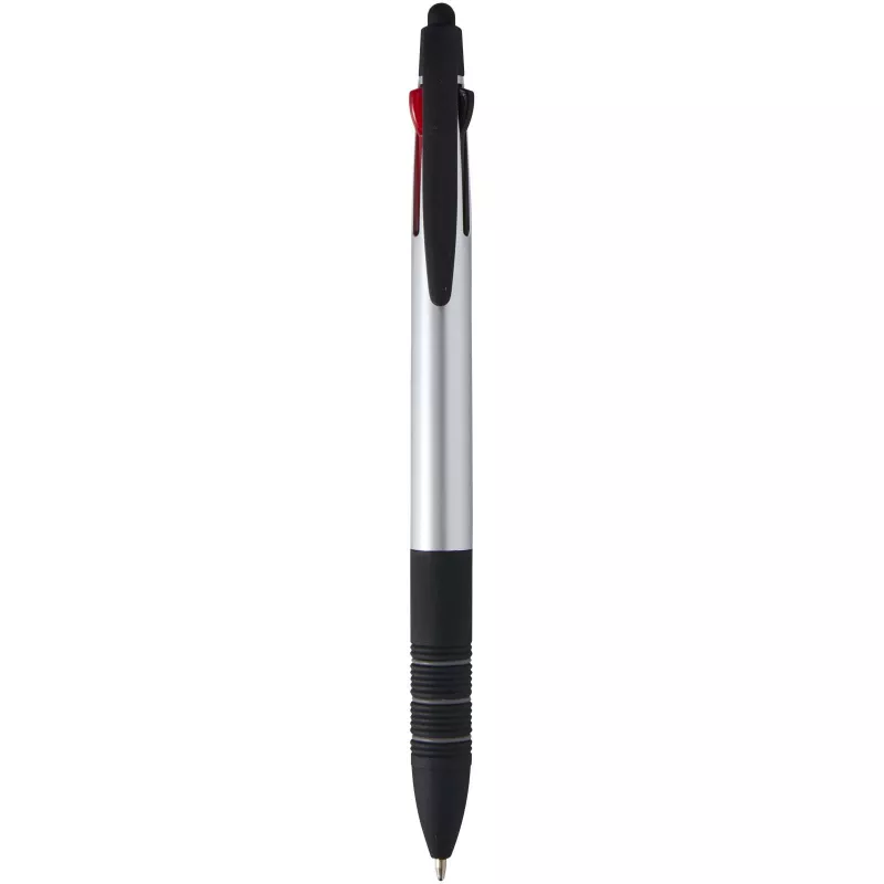 Trine długopis z certyfikatem RCS z recyklingu z 3 tuszami i rysikiem - Srebrny (10637681)