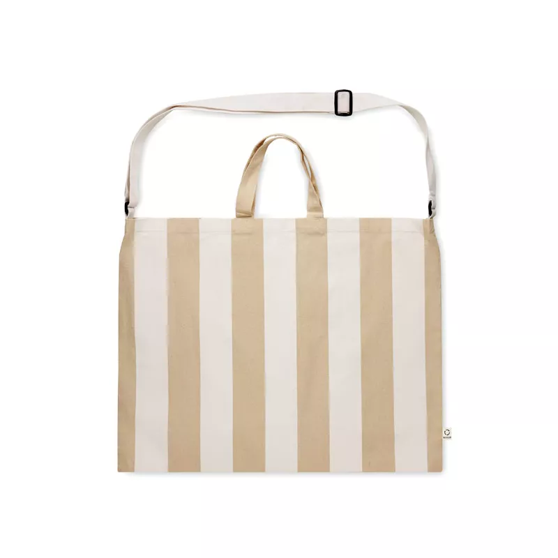 Torba plażowa duża w paski 280 g/m² LAGUNA - Bialy (MO2555-06)
