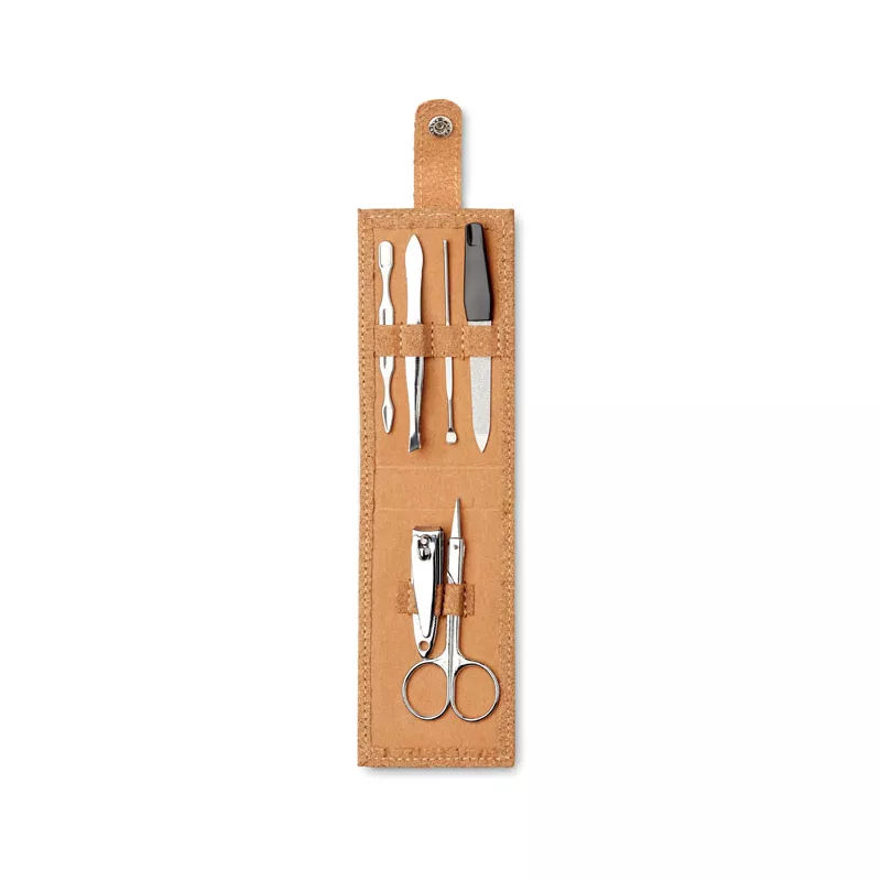 Zestaw do manicure w korkowym etui NAILKIT CORK - Bezowy (MO9798-13)