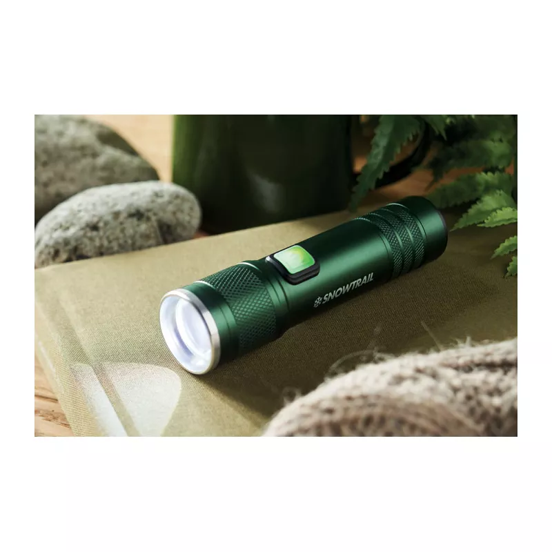 Latarka COB z aluminium z recyklingu FLASHRA - Ciemnozielony (MO2724-60)