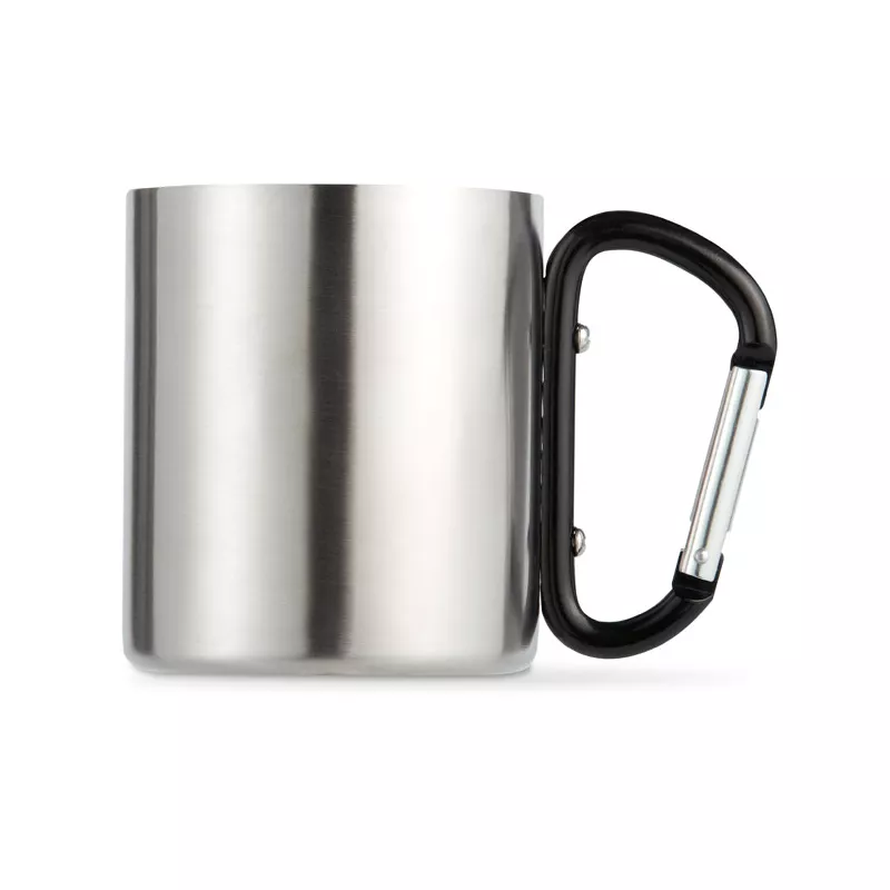 Kubek stalowy dwuścienny z karabinkiem 220 ml TRUMBO - Czarny (MO8313-03)