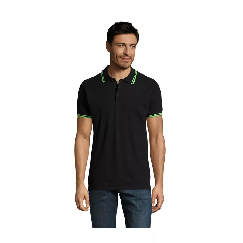 Koszulka polo męska bawełniana 200 g/m² Sol's PASADENA - Czarny/Limonka (S00577-BN)