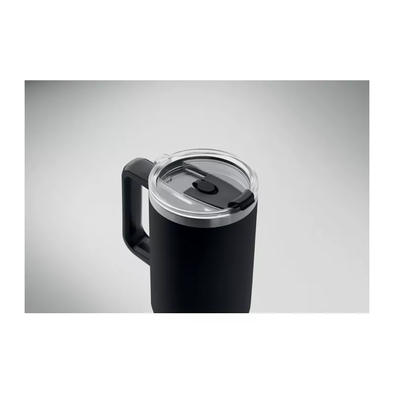Kubek termiczny stalowy ze słomką 1200 ml SUMA - Czarny (MO2327-03)