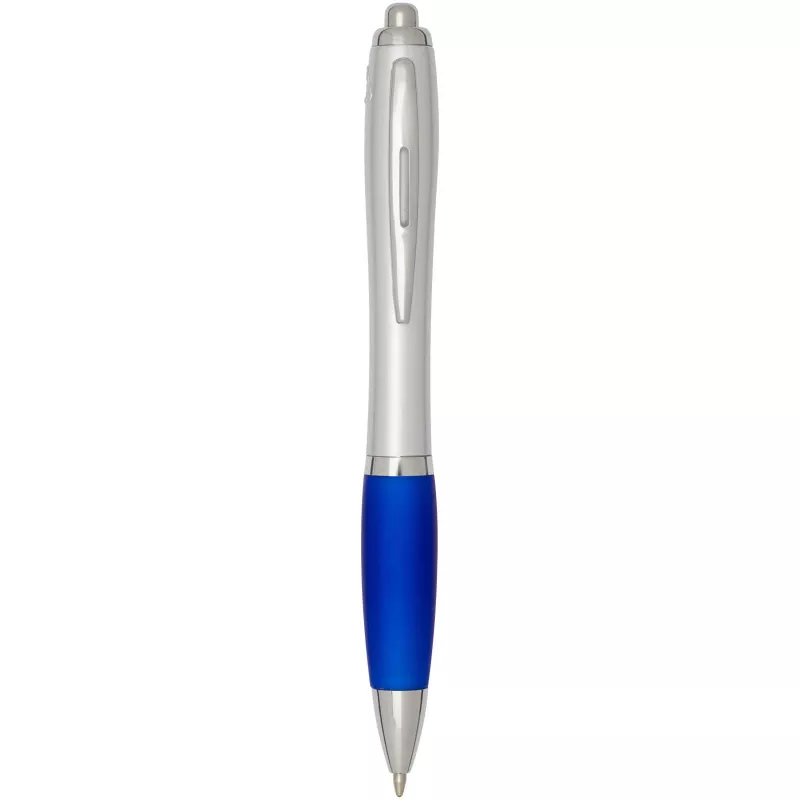 Nash długopis kulkowy z tworzyw sztucznych pochodzących z recyklingu z certyfikatem RCS, ze srebrnym korpusem i kolorowym uch - Błękit królewski (10644953)
