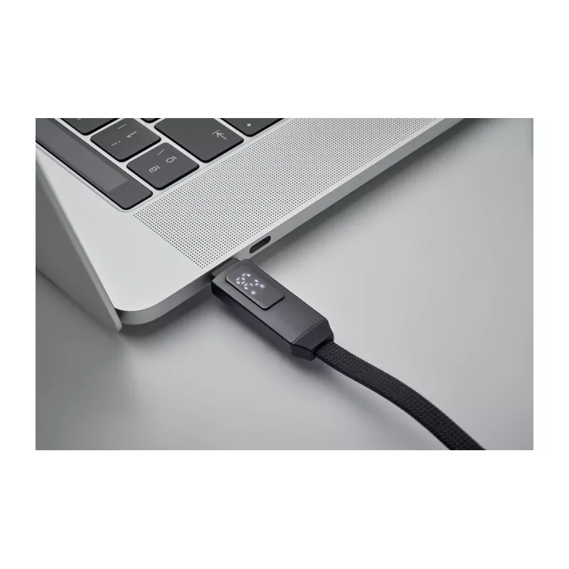 Brelok z kablem USB-C 60W z wyświetlaczem KEYSTO - Czarny (MO2682-03)