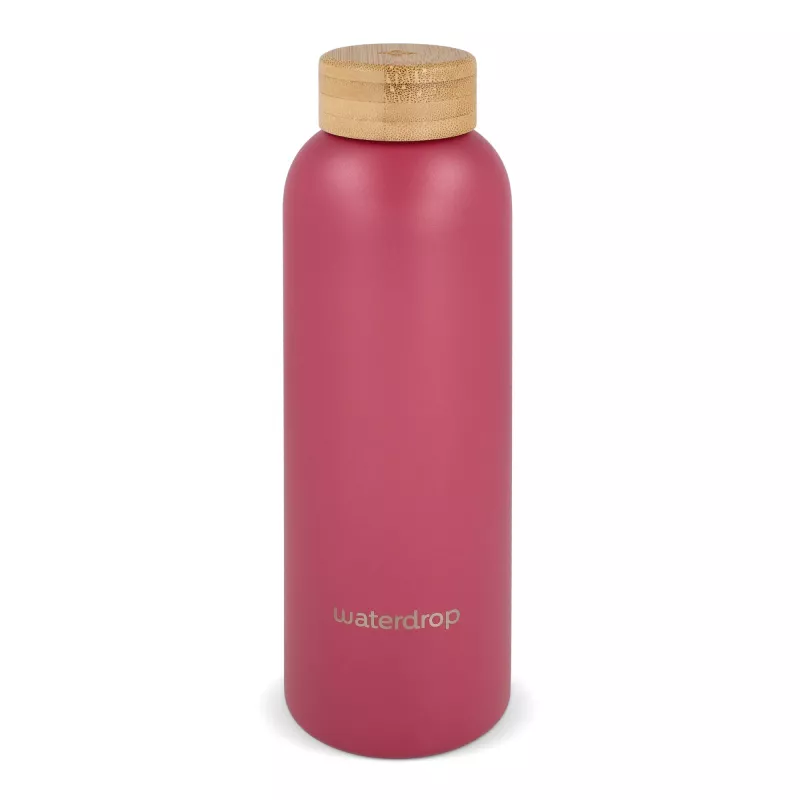 Butelka ze stali nierdzewnej Waterdrop z bambusową nakrętką 600 ml - ciemnoróżowy (LT47002-N0078)