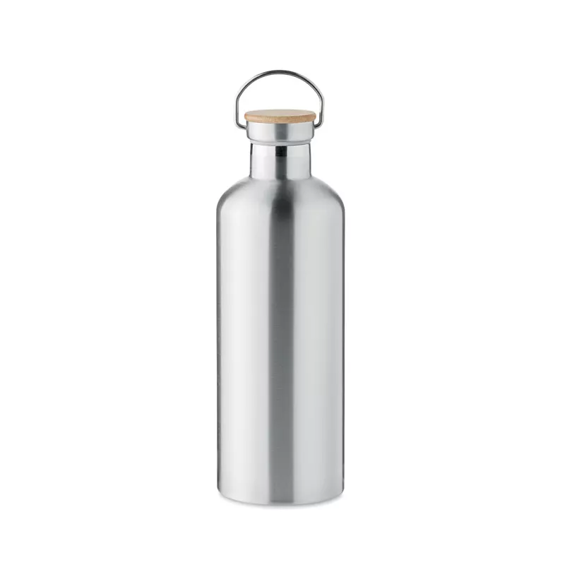 Termos dwuścienny z bambusem 1500 ml HELSINKI EXTRA - Srebrny Mat (MO6676-16)