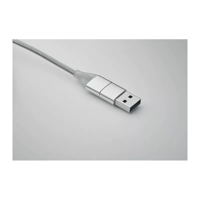 Kabel do ładowania 4 w 1 z brelokiem BLUE - Srebrny (MO2141-14)