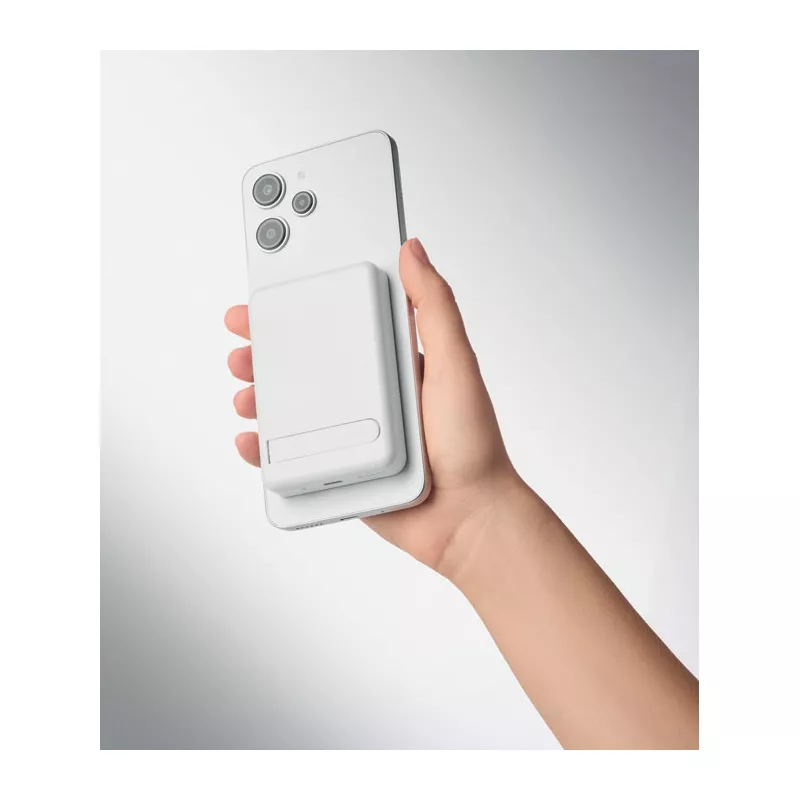 Zestaw z powerbankiem magnetycznym 5000 mAh ATLAS - Bialy (MO3177-06)