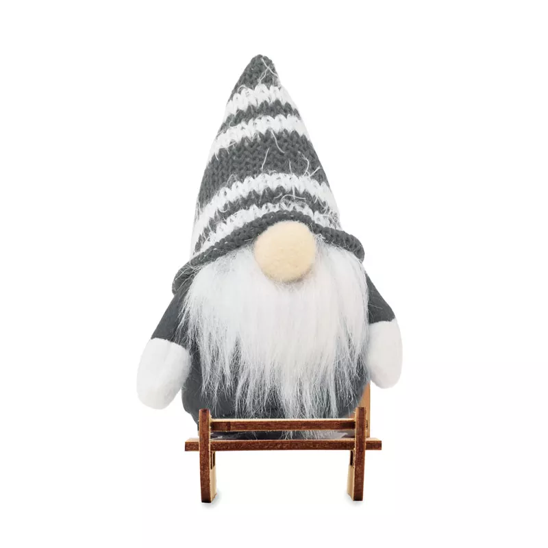Skrzat świąteczny na drewnianych saniach FROSTY SLEIGH - Szary (CX1588-07)